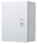 Weatherproof Stainless Steel Electrical Project Box Outdoor IP65 Enclosure For Wall Mounted Junction Boxes And Solar PV Systems Built To Last With Rust Resistant High Temperature Tolerance Bottom Threading And Ground Screw Included 500x700x200mm, front view