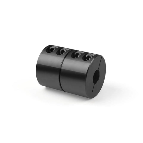 Rigid Shaft Coupling 5/8 To 5/8 Bore, 1-5/16 OD, 2 In Length, Single Split Clamp, Black Oxide Finish, Includes 10-32 X 1/2 Screws, 45# Steel, Built Tough For Motors, Gearboxes, And DIY Projects. black split clamp shaft coupling