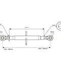 Top Link Standard Duty Replacement for Heavy Equipment Fits CAT 0 Ball and Ball Joint 280mm Minimum Length Beefy Steel Built Tough for Tractors and Skid Steers Easy Install Reliable Performance for Real World Work, diagram with 280mm min