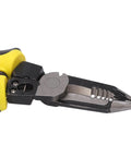 Heavy-Duty Carbon Steel Wire Stripper With Secure Non Slip Grip Electrician Crimping Pliers, close-up view showing precision cutting edges.