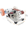 Slick Little Beast Seven Speed Mini Belt Sander With Twenty Polishing Discs And Variable Knife Sharpener For Razor Edges, compact design with motor.