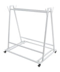 Heavy Duty Steel Floor Mat Hauler Cart 40 By 28 By 42 Inches Rolling Auto Wash Rack Organizer Built Tough For Your Garage Rig And Weekend Warrior Cleaning Spree with white iron frame and lockable casters.