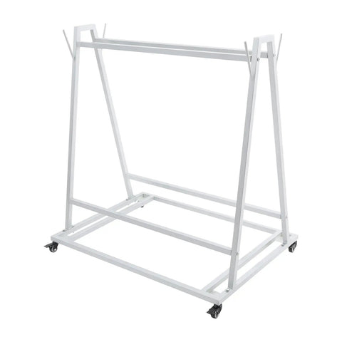Heavy Duty Steel Floor Mat Hauler Cart 40 By 28 By 42 Inches Rolling Auto Wash Rack Organizer Built Tough For Your Garage Rig And Weekend Warrior Cleaning Spree with white iron frame and lockable casters.