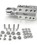 Heavy Duty 20-Way Lead Acid Battery Post Terminal Ends Distribution Block Bus Bar for Tapered Top SAE DIN EN Posts, Accepts 8 AWG Up to 4/0 XL Wire Gauge, Multi Size Connectors, Ideal for AGM Gel Wet MF Batteries and Pro Grade Car Electrical Upgrades, silver metal terminal block with bolts and washers