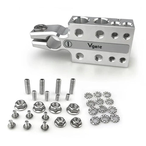 Heavy Duty 20-Way Lead Acid Battery Post Terminal Ends Distribution Block Bus Bar for Tapered Top SAE DIN EN Posts, Accepts 8 AWG Up to 4/0 XL Wire Gauge, Multi Size Connectors, Ideal for AGM Gel Wet MF Batteries and Pro Grade Car Electrical Upgrades, silver metal terminal block with bolts and washers