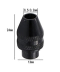 Quick Change Keyless Chuck For Rotary Tools Swaps Bits Instantly, 24mm heavy-duty black adapter for 0.5-3.2mm bits.
