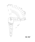 Diagram of Heavy Duty 100kg Ratchet Hinge Set Of 2 Adjustable Bed Or Sofa Headrest Lift Parts showing angle measurements.