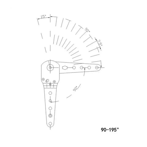 Diagram of Heavy Duty 100kg Ratchet Hinge Set Of 2 Adjustable Bed Or Sofa Headrest Lift Parts showing angle measurements.