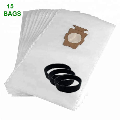 15 Pack Replacement Micron Magic HEPA Vacuum Cloth Bags OEM Quality Compatible With All Generation And Sentria Upright Vacuums Fits 204811 204814 Style F Includes 3 Belts