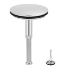 Copper Bathtub Drain Stopper with One Press Seal and Adjustable Height, chrome finish with rubber seal and versatile height adjustment.
