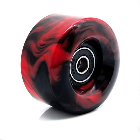 8 Piece Quad Roller Skate Wheels Set 58mm By 32mm 82A Hardness With 608RS Bearings Includes Spacers Durable Plastic Hubs Red