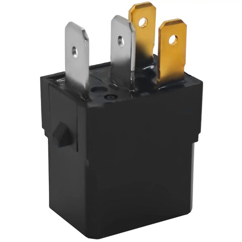 Pack Of Four 12V DC Automotive Relay With Four Pins, Multipurpose SPST Plug In Relay, OEM Style Replacement Compatible With CM1-aF-12V CM1a-R-12V-H78, Durable Auto Relay For Wiring Harnesses And Electrical Systems black 4-pin close-up