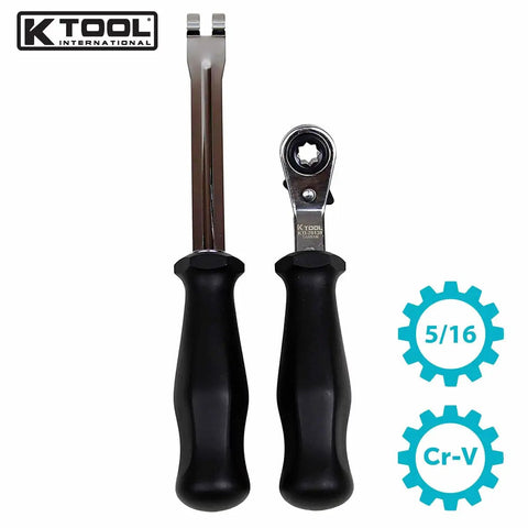 Heavy Duty Truck Air Brake Automatic Slack Adjuster Set With Fork End Release Design Tool shown with 5/16 inch wrench