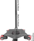 Rock Solid Heavy Duty Machinery Skates Built Like A Tank with dimensions for moving equipment smoothly on polyurethane casters.