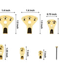 Heavy Duty 125 Piece Picture Hanging Kit With Tough Nails And Wall Anchors For Drywall And Wood Surfaces showing various gold brackets with load ratings.