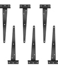 Six Piece T Shaped Rust Proof Iron Door Hinges In Black Finish 10 Inch Heavy Duty Yet Quiet For Wooden Doors And Background Walls