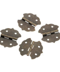 Antique Bronze Vintage Flower Cabinet Door Butt Hinges Set Four Pack With Screws For Jewelry Boxes And Cabinets Old School Retro Decor Hinges