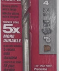 Front view of Milwaukee 49-56-8000 hole saw arbor pilot drill in red packaging; 1/4 in (6.4 mm) size.