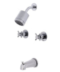 Concord Tub And Shower Faucet In Polished Chrome, Wall Mount Design, Built Tough Brass And Zinc Alloy Build, Washerless Cartridge