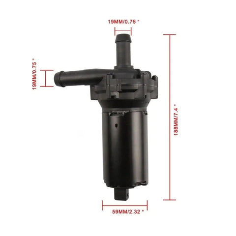 Heavy Duty Electric Intercooler Water Pump For Range Rover 317GPH High Flow Coolant Pump 12V Plug And Play Replacement PW361 Direct Fit, dimensions shown.