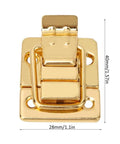 Old School Toggle Hasp Latches Set gold tone metal buckle locks 28x40mm, perfect for jewelry boxes and small chests, close-up view