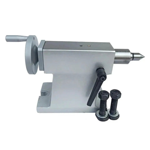 Heavy Duty Cnc Tailstock Indexing Head With 145Mm Center Cap And Cast Iron Housing, shown with handle and bolts.