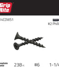 Handyman Ready Number 6 By 1 Inch 4 Phillips Bugle Head Drywall Screws With Matte Black Phosphate Coating For Pinning Wallboard To Wood Studs Rock Solid Fastener Pack One Pound with #2 Phillips head.