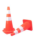 Ten Pack 28 Inch Traffic Cones Set, Heavy Duty PVC Safety Markers For Road Work, Parking, And Hazards, Fluorescent Orange With Reflective Strips, Weighted Construction Cones For Traffic Control On Job Sites