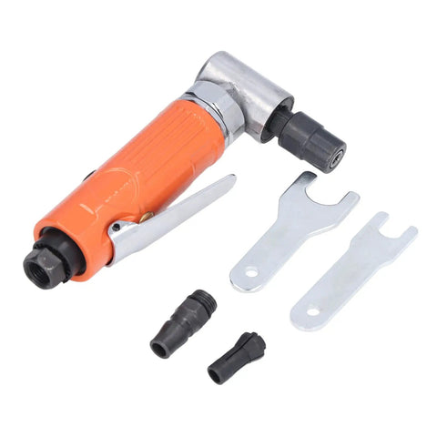 Badass 3/8 Inch Air Angle Die Grinder 20000 RPM Right Angle Pneumatic Power Tool with accessories for metalwork and polishing.