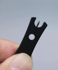 Close-up of hook eye pin on Two Pack Stainless Steel Fishing Line Cutter Nippers With Hook Eye Pin, Ultra Compact Lightweight Line Scissors For Precise Snips, Tying Knots, And Crimping, A Handy Angler Must Have That Fits In Every Tackle Box