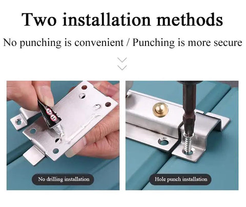 Heavy Duty Stainless Steel Gate Latch Rock Solid Sliding Spring Barrel Bolt With Brass Push Button installation methods shown for convenience and security.