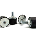 4 Pack M10 Rubber Vibration Isolator Mounts With Hex Lock Nuts For Air Compressors Motors And Diesel Engines Anti Vibration Shock Absorbers Non Slip Cylindrical Mounts, showing rubber mounts with metal threads.