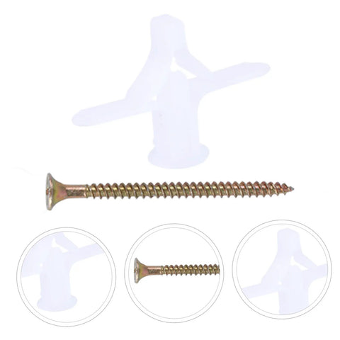 Heavy Duty Wall Anchors 100 Pack For Drywall And Plasterboard Fixings With Plastic Expansion Plugs And Screws Gypsum Board Anchors