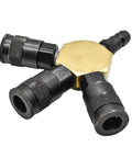 Flat Round Pneumatic Manifold Kit With Three 3/8 Inch Steel Automotive Couplers And One 3/8 Inch Steel Plug Preassembled