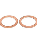 Two copper flat sealing washers, 18mm ID x 24mm OD x 1mm thick.