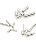 Close-up of 225 Piece Dowel Pin Set With 15 Kinds Of M2 M3 M4 304 Stainless Steel Round Straight Pins spread out, pro grade quality.