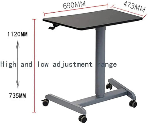 Height Adjustable Mobile Standing Desk With Smooth Roll Wheels Built Tough Rust Resistant Steel Laptop Lectern Workstation with dimensions