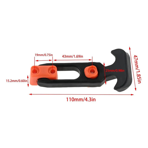 4 Pack Rubber Latches With Flexible T Handle Draw Latches Screws Included Heavy Duty Hasp Latch dimensions labeled in orange and black