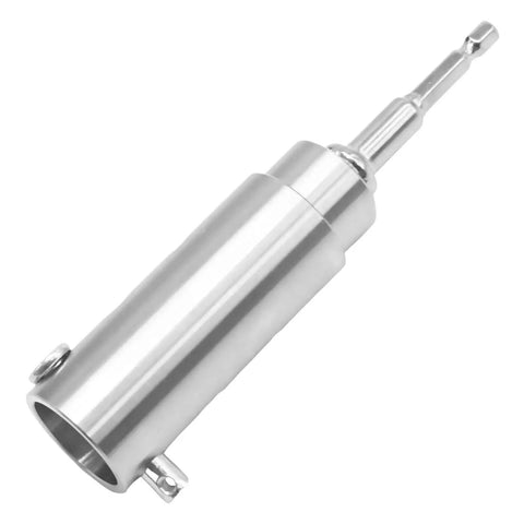 Sweat Free Trailer Jack Drill Adapter with Half Inch Socket Bit for One Inch Drive Shafts, stainless steel construction.