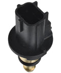 Close-up of A-Premium engine coolant temperature sensor with black plastic connector and brass probe