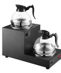 Heavy Duty Commercial Coffee Maker With Double Hot Plate Pot Warmer, Quick Heat Pour Over Brewer And Cup Warmer For Coffee Milk Tea, Solid Build Keeps Drinks Steaming Hot, dual glass pots on stainless steel base.