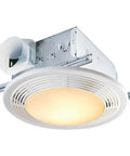 Bathroom Exhaust Fan With 100 CFM And 100 Watt Light With Glass Lens Ceiling Mount Ventilation Fixture White Finish Quiet Operation Keeps Mirrors Clear