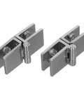 Beefy Zinc Alloy Glass Door Hinge Clamp Set For 5 To 8mm Panels, 2 Pieces, 180 Degree Swing, shown in silver color