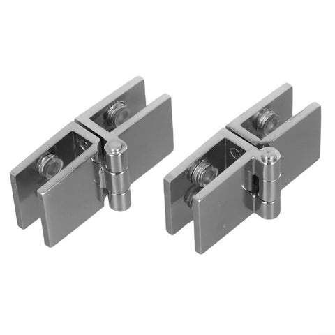 Beefy Zinc Alloy Glass Door Hinge Clamp Set For 5 To 8mm Panels, 2 Pieces, 180 Degree Swing, shown in silver color