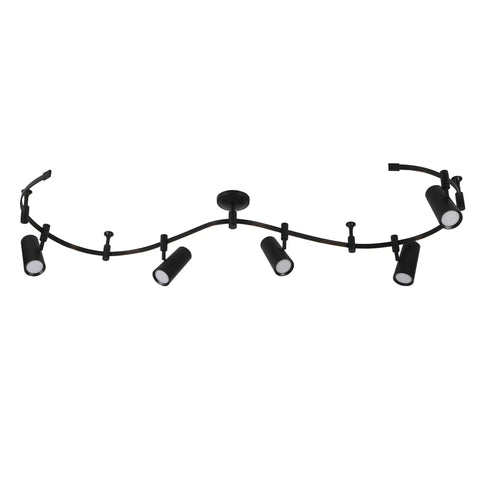 Ellipse Track Ceiling Light With Five Adjustable LED Heads In Black Finish Perfect For Kitchen Living Room And Home Accent Lighting.