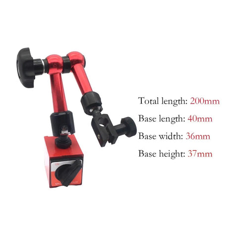 Precision 200mm Universal Small Dial Indicator With Magnetic Stand Base Holder 0-0.8mm Range 0.01 Dial Readout For Accurate Equipment Calibration And Pro Grade Measurement In Manufacturing And Workshop, red magnetic base