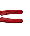 Close-up of Heavy Duty Snap Ring Pliers For Internal And External Rings With 90 Degree Tip 0.037 Inch Rubber Dipped Grips Built For No Fuss Quick Ring Removal And Smooth Installation Across A Wide Range Of Applications showing red rubber grips with branding and text 'FORGED / EXCLUSIVE'.
