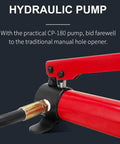 Close-up of hydraulic pump from Pro-Grade 10 Ton Hydraulic Knockout Hole Punch Kit With 6 Dies Electrical Conduit Cutter Metal Sheet Punch Tool KO Set