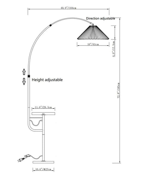 Floor Lamp With Integrated Table Tray And Dual USB Ports Long Arm Reading Light For Bedroom Living Room Or Office Gold