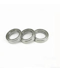 Three 6710ZZ ball bearings 50x62x6mm double metal cover deep groove bearing set, smooth spin, heavy duty pro grade for machinery use.